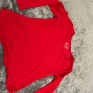 INC International Concepts Red Fitted Long Sleeve Tee